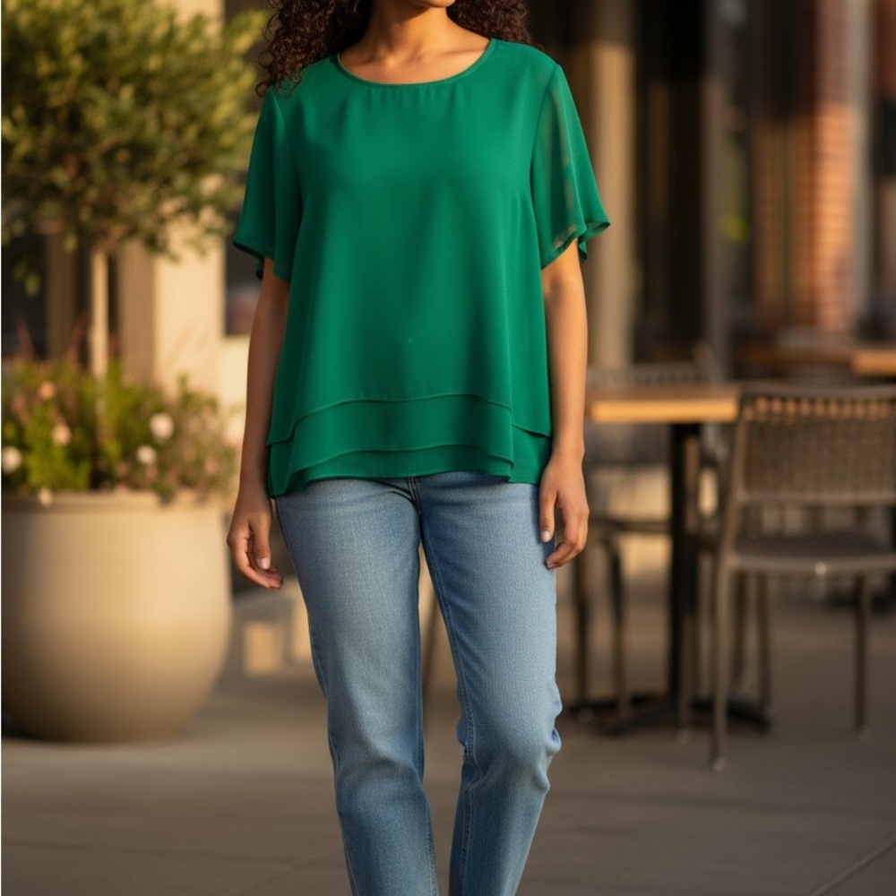 🅜🅘🅒🅗🅐🅔🅛Elegant 🅚🅗🅞🅡🅢 Green Women's Top